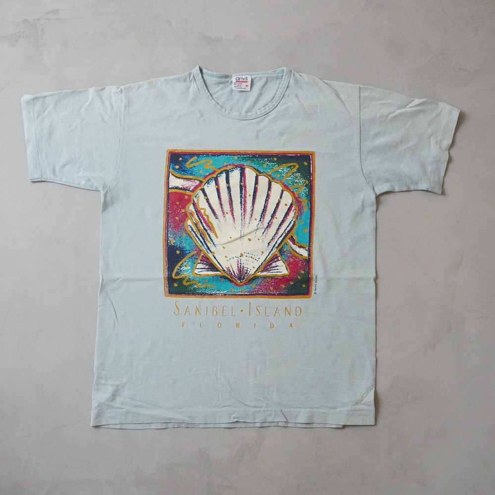 Vintage Sanibel Island Florida T-Shirt Medium Mens 90s Blue Shell USA Made